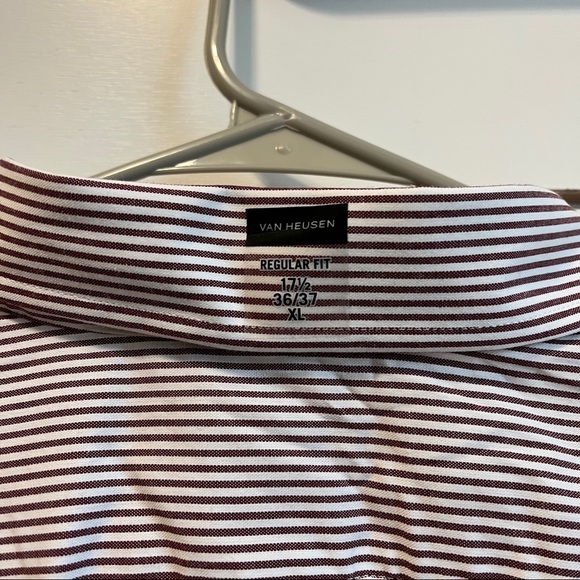 Van Heusen Maroon & White Stripe Button Down Shirt NWT - Picture 4 of 6